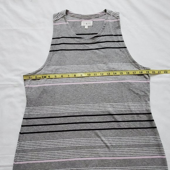 Lou & Grey Women's Gray Striped Racerback Tank Dress Size Large - Picture 10 of 11